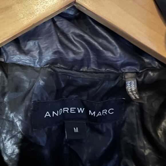 Andrew Marc Puffer 650 fill Down Jacket Coat Packable Women M Navy Black - Picture 7 of 16